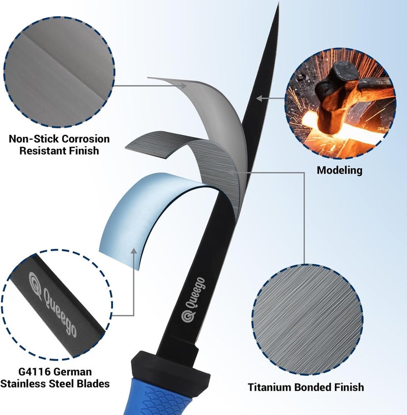 QEEGO Fish Fillet Knife 7 Inch,Razor-Sharp Flexible Blade,Ergonomic Non-Slip Handle - Perfect for Slicing Fish,Includes Safety Sheath and 1 Two Stage Knife Sharpener - Image 5